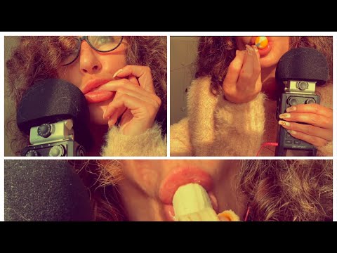 ASMR | lollipop love | lip biting | finger licking | banana nom noms | all about the mouth
