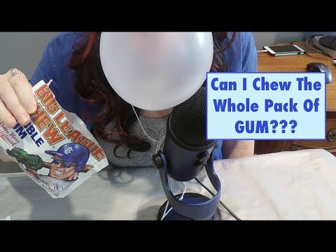 ASMR Chewing a Whole Pack of Gum Challenge with Bubble Blowing