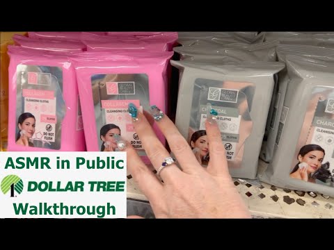 ASMR In Public | Dollar Tree Walkthrough With Gum Chewing Voice Over | Whispered Tapping