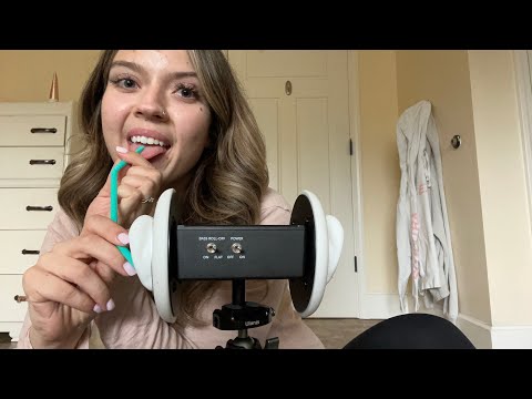 ASMR| TAPPING & BENDY STRAW MOUTH SOUNDS ON 3DIO