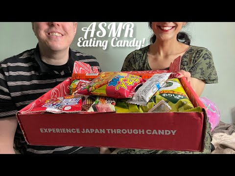 ASMR Eating Candy - Crinkles (eating sounds with husband) We are Sampling Candies from Japan!