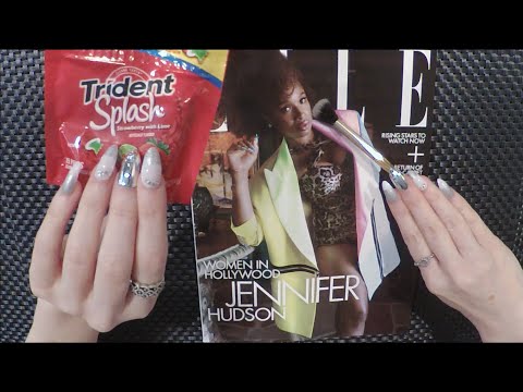 ASMR Intense Gum Chewing Magazine Flip Through with Tracing | Whispered| Jennifer Hudson