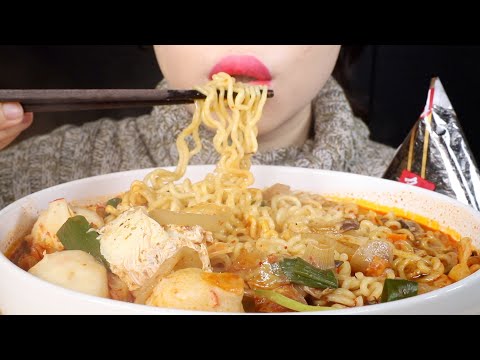 ASMR Mala Shin Ramyeon | Soupy Noodles | Triangular Mala Gimbap | Eating Sounds Mukbang
