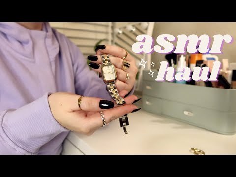 ASMR Latest Amazon Finds👢👛 soft-spoken 💎 jewelry, handbag sounds, crinkles (haul show & tell)