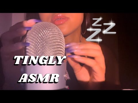 ASMR: *VERY TINGLY* Mic Scratching + Nail Tapping | Long Nails | Gum Chewing |