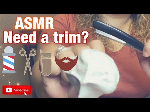 ASMR| Female Barber 💈| Beard trim & line up 🧔🏻| Scissors, water, shaving gel & brushing sounds