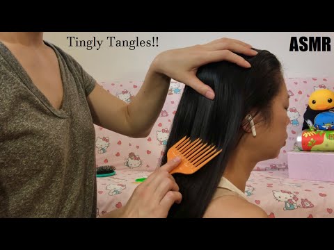 ASMR Tangled Hair Rescue!! Spritzing, Hair Flicking, Hair Brushing UP THE NAPE + Scalp Massage 🥰