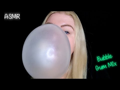ASMR Chewing Gum and Blowing Bubbles with mixed Bubbles Gum