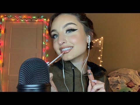 ASMR | Lipgloss Application/Pumping with Mouth Sounds & Kisses