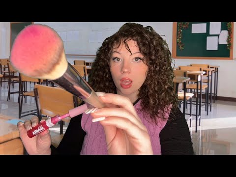 ASMR Spoiled Popular Girl💁🏼‍♀️Does Your Makeup In The Back Of The Classroom!📚💄