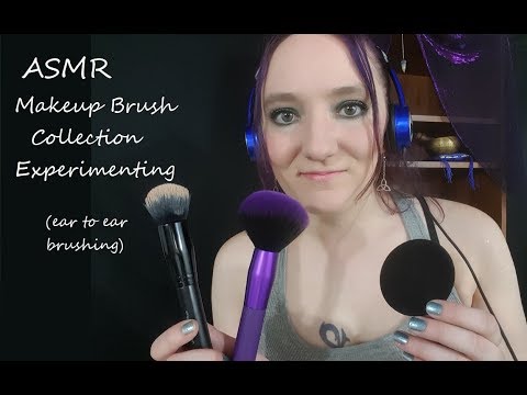 ASMR 3Dio Makeup Brush Experimenting (ear to ear mic brushing)