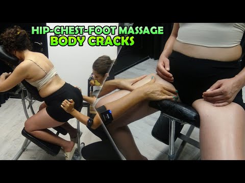 ASMR SCRATCHING FEMALE HIP - CHEST MASSAGE + CRACKS + Throat,Foot,Leg,Arm,Belly,Back,Waist Massage