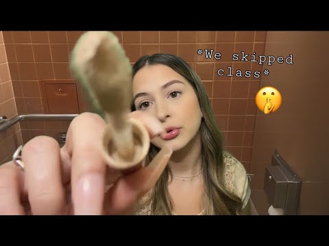ASMR toxic friend does your makeup fast & aggressive during school 🤫