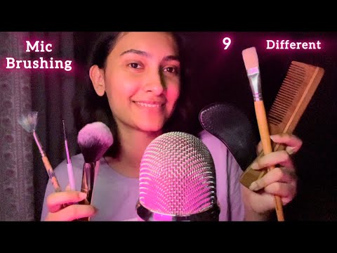 ASMR MIC & FACE BRUSHING With 9 Different Brushes | MIC TRIGGER ASSORTMENT