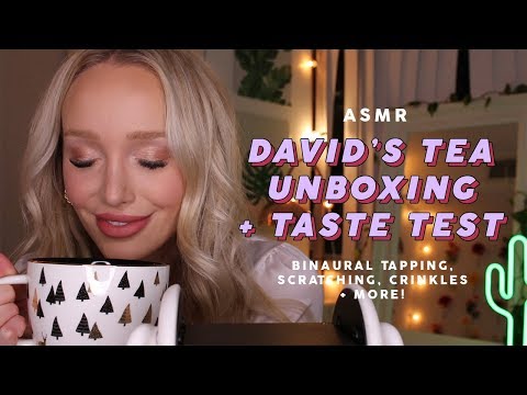ASMR David's Tea Unboxing & Taste Test | tapping, scratching, crinkles, whispers + soft speaking!