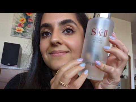 ASMR | Gum chewing | Soft speaking about my skincare routine