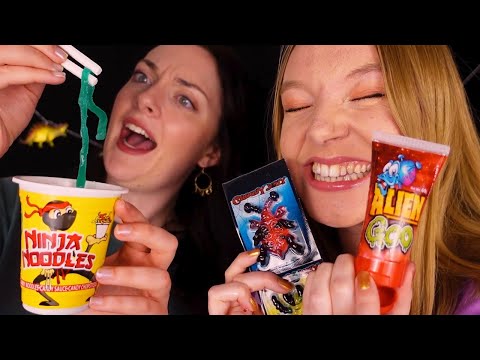 ASMR British Girls try American Candy (Whispered)