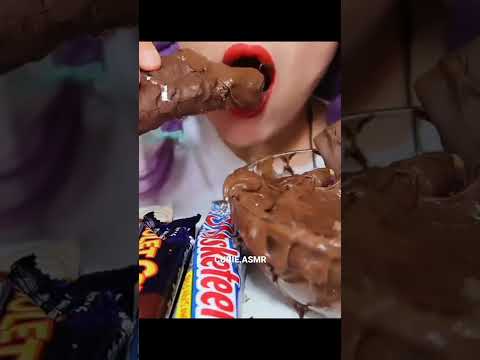 ASMR Eating Chocolate Candy Bars, Nutella , snickers, rocky road, 3 musketeers #shorts #asmr