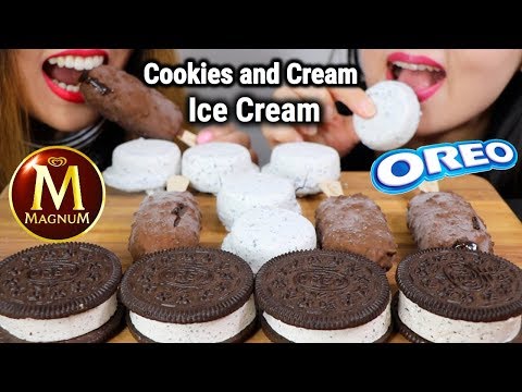 ASMR Cookies and Cream ICE CREAM Party! 오레오 아이스크림 리얼사운드 먹방 アイスクリーム 冰淇淋 Kem cây | Kim&Liz ASMR