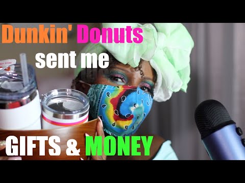 DUNKIN' DONUTS SENT ME MONEY & GIFTS ! ASMR UNBOXING