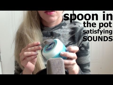 ASMR satisfying soundsz. spoon in plastic pot tingles