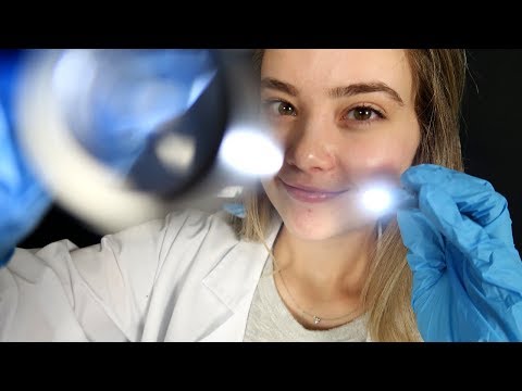 ASMR EYE DOCTOR EXAM & GLASSES FITTING ROLEPLAY! Up Close Examination, Gloves Sounds, Light, Tapping