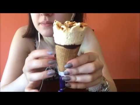 ASMR Eating ice cream cone -Crunchy-