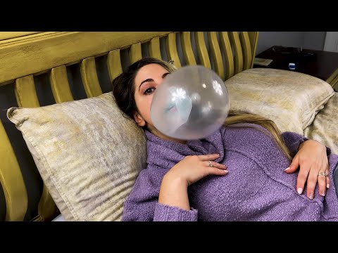Purple Double Bubble 🍇Gum Chewing and Popping ASMR