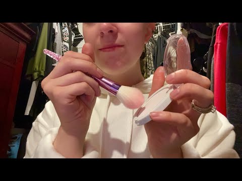 ASMR Doing Your Makeup for a Date (mic brushing, rummaging, fabric sounds) Pt 1 of the 15k Special