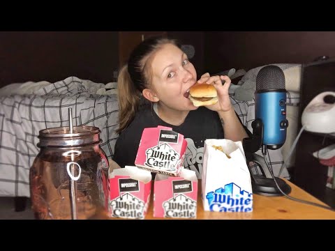 ASMR || Eating White Castle Fries + Burgers (vegan)
