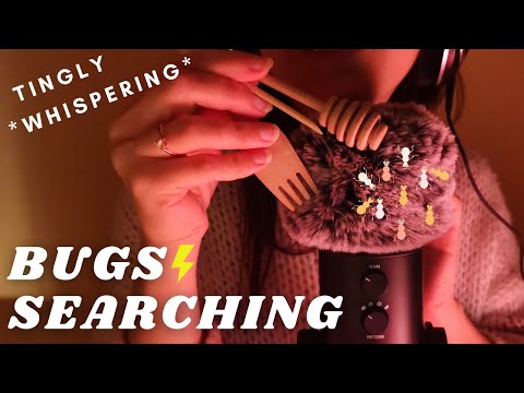 ASMR - TINGLY BUGS SEARCHING with up close WHISPERING | fast fluffy mic cover scratching, plucking