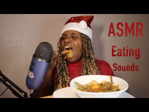 Holiday Garlic String Bean Dish ASMR Eating Sounds