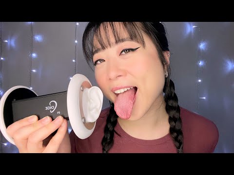 ASMR 3DIO Ear-to-Ear Licking & Whispering (Mouth Sounds, Rambling)