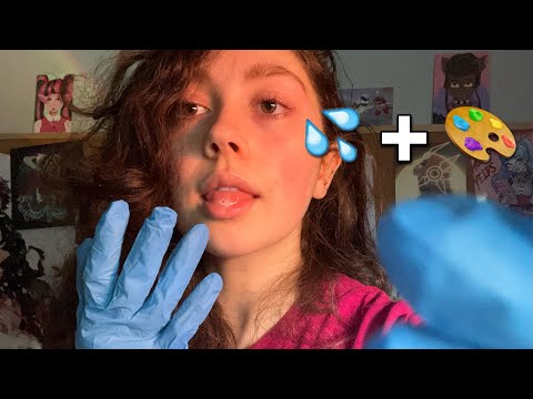 ASMR | SPIT PAINTING YOU with Latex Gloves and Focus on Me Games ( stuttering, mouth sounds + )