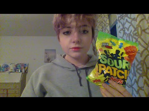 ASMR eating sour patch kids extra wet mouth sounds