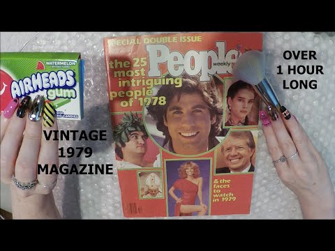 1 HR Gum Chewing VINTAGE Magazine Flip Through | 1979 | Crinkly, Tingly, Sleep Inducing Whisper ASMR