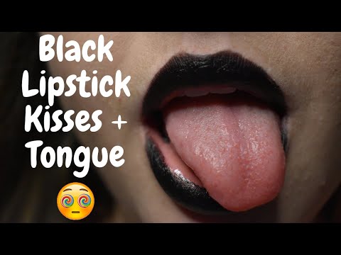 ASMR || Black Lipstick + Kisses and Tongue Fluttering
