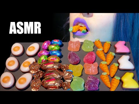 ASMR: FRUIT JELLY, MARZIPAN CARROTS, FONDANT EGGS | Easter Bunny Eats Easter Candy 🐰 [No Talking|V]😻