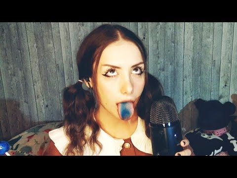 ASMR🥵mouth sounds🥵 unintelligible whispering☺️ licking😛 lollipop🍭 wet sounds💦 АСМР🥵звуки рта😛ликинг😛