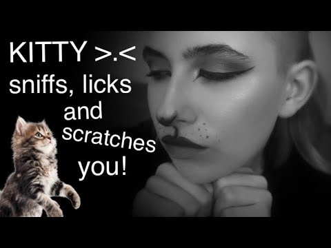 ASMR - Kitty roleplay! Face & ear licks, head scratching, sniffing etc