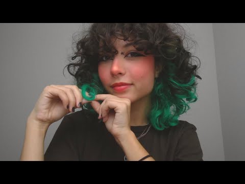 ASMR - playing with MY curly hair (whispers, finger combing, hair oil)