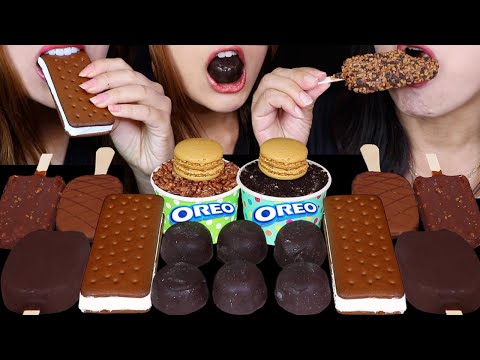 ASMR ICE CREAM PARTY! DOVE ICE CREAM BAR, MINI CHOCOLATE BON BONS, ICE CREAM SANDWICHES, HERSHEY'S먹방