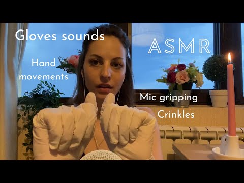 ASMR with Gloves ~hand movements, mic gripping, crinkles etc. ~super satisfying🤤