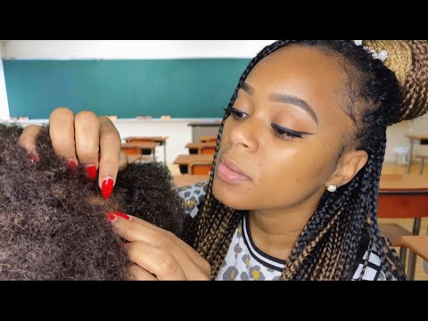 ASMR 🏫🎒Girl Plays With Your Afro Hair in the Back of the Classroom Roleplay | Personal Attention❤️