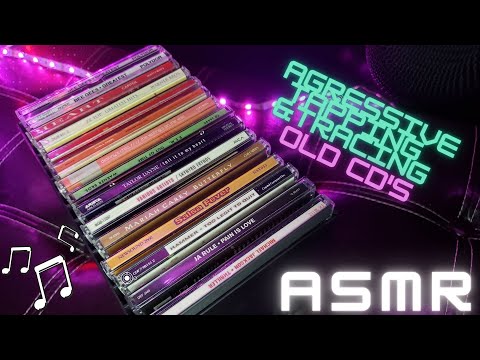 ASMR | AGGRESSIVE, SCRATCHING,FAST TAPPING & LETTER TRACING ON OLD MUSIC COLLECTION CDS (NO TALKING)