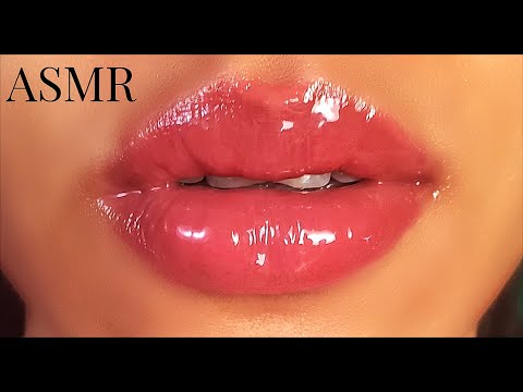 ASMR Intensely Close Up Gum Chewing (Inaudible Whispers with lip gloss)