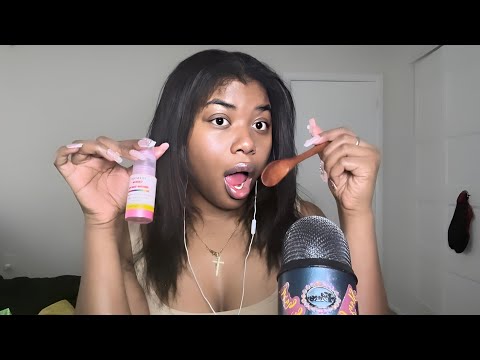 ASMR EATING ✨GLITTER✨ OFF WOODEN SPOON?! Tingly mouth sounds👄