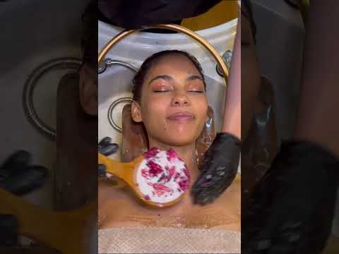 ASMR: Amazing Head Water Massage with Herbs and Flowers! #shorts