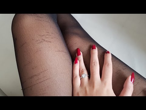 Scratching fabric sounds on my legs with long natural nails | ASMR visuals and partly whispered