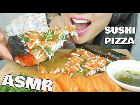 ASMR SALMON SASHIMI + SUSHI PIZZA (EATING SOUNDS) | SAS-ASMR